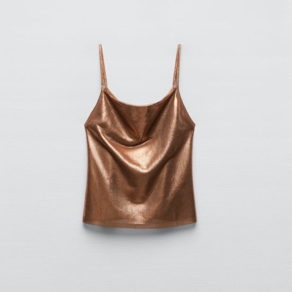 Zara Tops Zara Metallic Knit Top Copper Poshmark